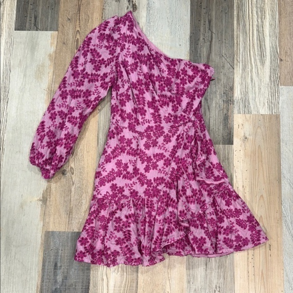 Purple Eyelet one shoulder Dress